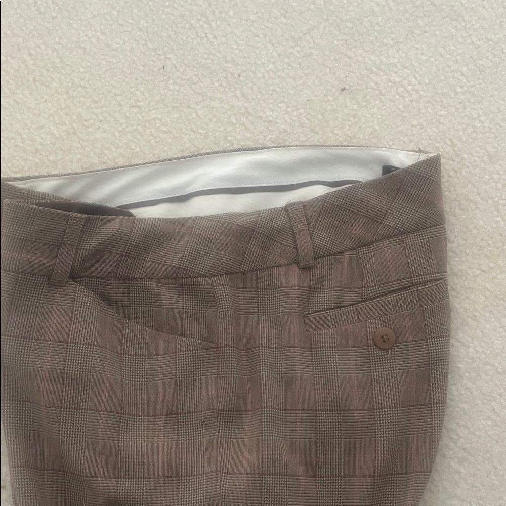 Context Brown Plaid Straight Leg Pants - Picture 3 of 5